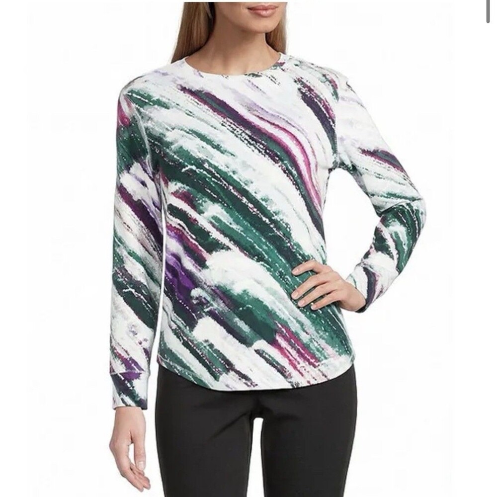 Westbound Women’s Plus Long Sleeve Crew Neck Pullover . Sizes  2X  - 3X